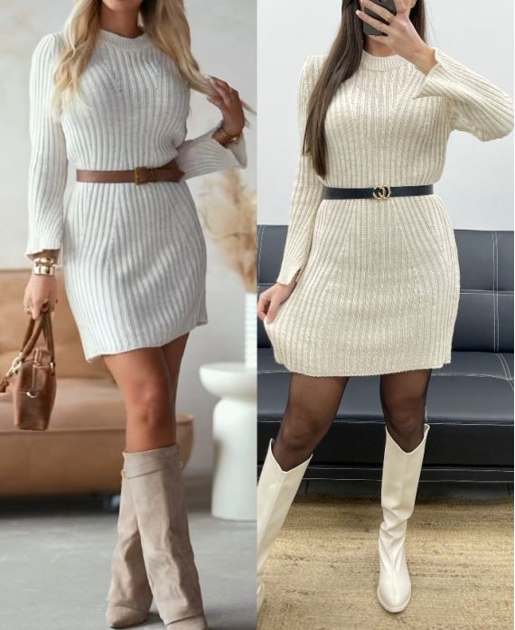 RIBBEIGES KLEID AH250732 BEIGE