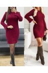 RIBBED KNIT DRESS AH250732 BURGUNDY