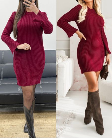 SUKIENKA Z PRĄŻKAMI AH250732 BURGUNDSKIM