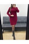 RIBBED KNIT DRESS AH250732 BURGUNDY