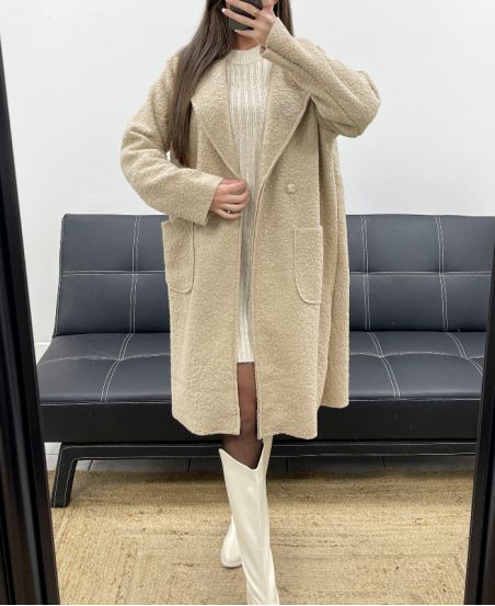 ABRIGO LARGO DE 2 BOLSILLOS AH255035 BEIGE