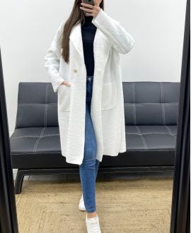 DŁUGI PŁASZCZ 2 KIESZENIE AH255035 BIAŁY