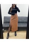 3-PACK S-M-L AH250737 CHOCOLATE FAUX LEATHER LONG SKIRTS