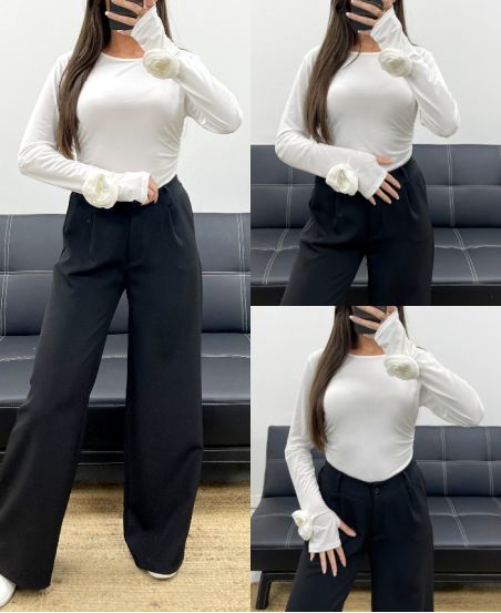 TOP A MANCHES FANTAISIES AH250627 BLANC