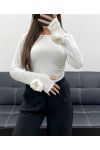 TOP A MANCHES FANTAISIES AH250627 BLANC