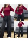 CHIQUE TOP MET MOUWEN EN AH250627 BORDEAUXROOD