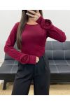 FANCY SLEEVED TOP WITH AH250627 BURGUNDY
