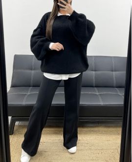 2-POCKET BROEK MET GERIBBELDE PLOOIEN AH255077 ZWART