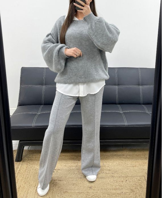 PANTALONE 2 TASCHE CON PINCES A COSTINE AH255077 GRIGIO