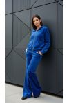 HOODED VEST + 2-POCKET PANTS SET STUDDED VELVET AH36382 ROYAL BLUE
