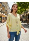 BLOUSE FLUIDE NOUEE AVEC COLLIER PE2090 JAUNE