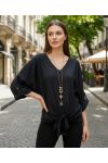 BLUSA NUDOSA FLUIDA CON CUELLO PE2090 NEGRO