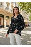 BLUSA CON ESTAMPADO DE LUNARES SS2095 NEGRA