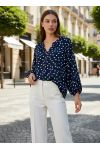BLOUSE IMPRIMEE POIS PE2095 BLEU MARINE