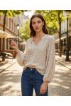 BLOUSE IMPRIMEE POIS PE2095 BEIGE