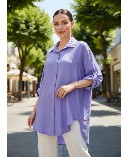 CAMICIA OVERSIZE FLUIDA PE2102 LILA
