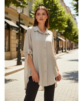 CHEMISE OVERSIZE FLUIDE PE2102 BEIGE