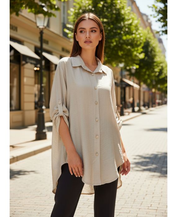 FLOWY OVERSIZED SHIRT PE2102 BEIGE