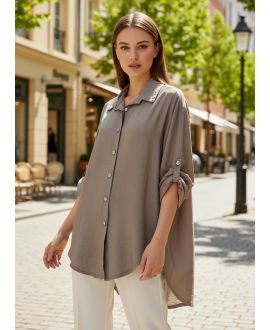 CHEMISE OVERSIZE FLUIDE PE2102 TAUPE