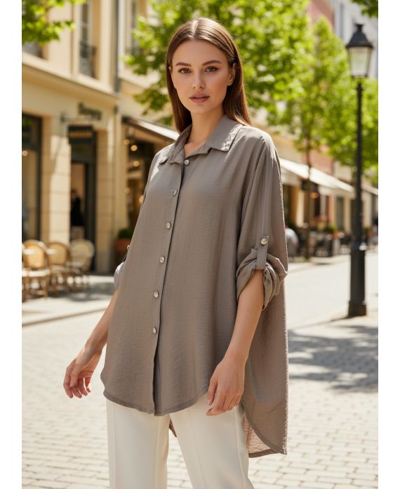 FLIEẞENDES, ÜBERGROSSES HEMD PE2102 TAUPE