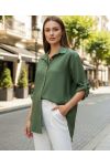 VLOEIEND OVERSIZED SHIRT SS2102 MILITAIR GROEN