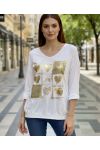 T-SHIRT SMILE BI-MATERIALE COTONE-LINO PE0818 BIANCO