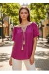 PE2412 TOP CUELLO ELÁSTICO FUSHIA