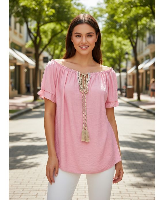 TOP ENCOLURE ELASTIQUEE PE2412 ROSE