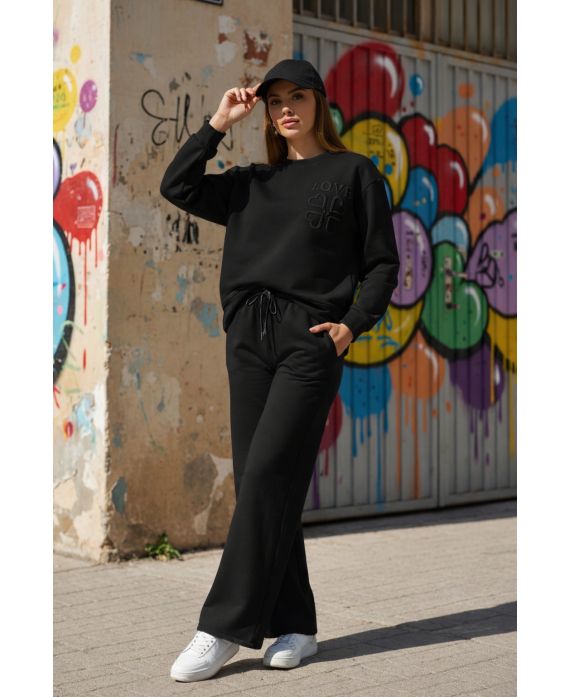 ADORO IL SET DI FELPE OVERSIZE + PANTALONI A 2 TASCHE AH255260 NERI