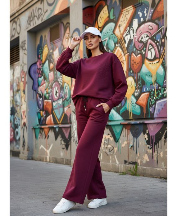 HOU VAN OVERSIZED SWEATSHIRTSET + 2-ZAK PANTSEN AH255260 BORDEAUXROOD