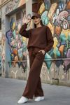 ENSEMBLE SWEAT OVERSIZE LOVE + PANTALON 2 POCHES AH255260 CHOCOLAT