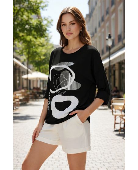 TOP FLOCAGE BI-MATIERE PE0733 NOIR