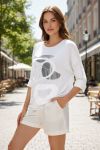 PE0733 WITTE BI-MATERIAAL FLOCKING TOP