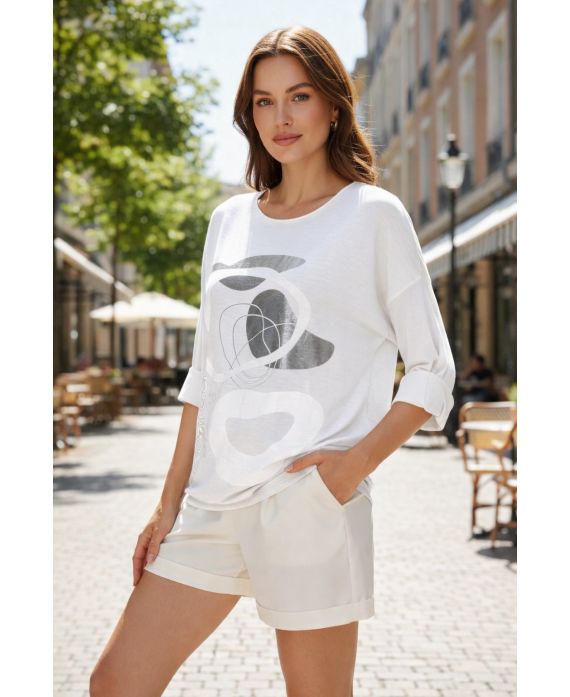 PE0733 WHITE BI-MATERIAL FLOCKING TOP