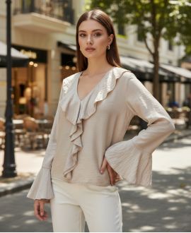 RÜSCHENBLUSE PE2109 BEIGE
