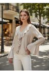 BLOUSE A VOLANTS PE2109 BEIGE