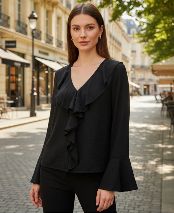 RAFFBLOUSE PE2109 ZWART