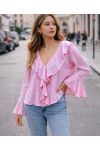 BLUSA CON VOLANTES PE2109 ROSA