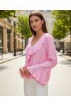 BLOUSE A VOLANTS PE2109 ROSE