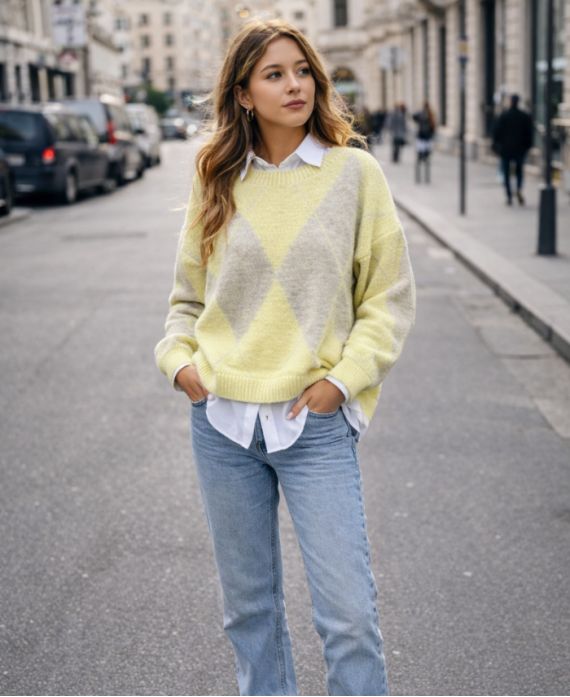 DIAMANT-STRICKPULLOVER PE2115 GELB