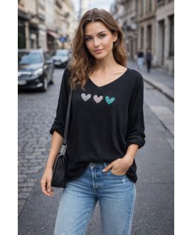 MAGLIONE A CUORE LEGGERO PE2121 NERO