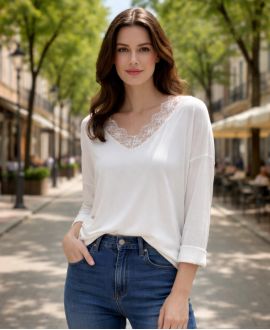 LIGHTWEIGHT LACE SWEATER PE2125 WHITE