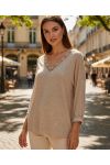 LIGHTWEIGHT LACE SWEATER PE2125 BEIGE