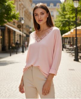 LEICHTER SPITZENPULLOVER PE2125 PINK