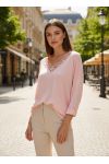 MAGLIONE LEGGERO IN PIZZO PE2125 ROSA