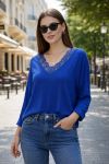 PULL LEGER DENTELLE PE2125 BLEU ROYAL