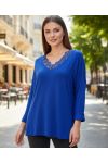 PULL LEGER DENTELLE PE2125 BLEU ROYAL