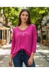 NADRUKOWANY SWETER PE2132 FUSCHIA
