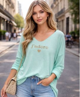 MAGLIONE STAMPATO PE2132 VERDE PASTELLO