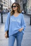 PULL OVERSIZE DOLCE VITA PE2145 BLEU CIEL